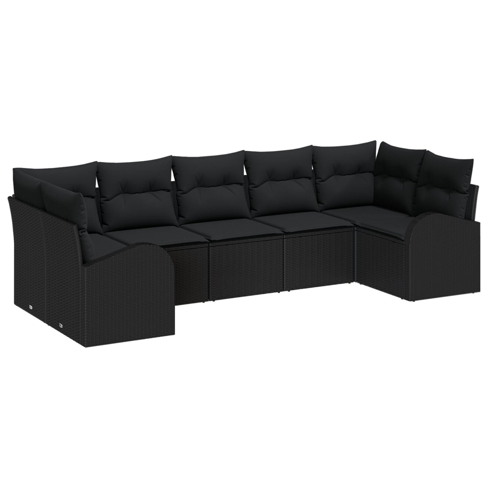 Tuinsalonset Set Van 7 Zwart Polyethyleen Rattan, Polyester, Staal