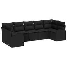Tuinsalonset Set Van 7 Zwart Polyethyleen Rattan, Polyester, Staal