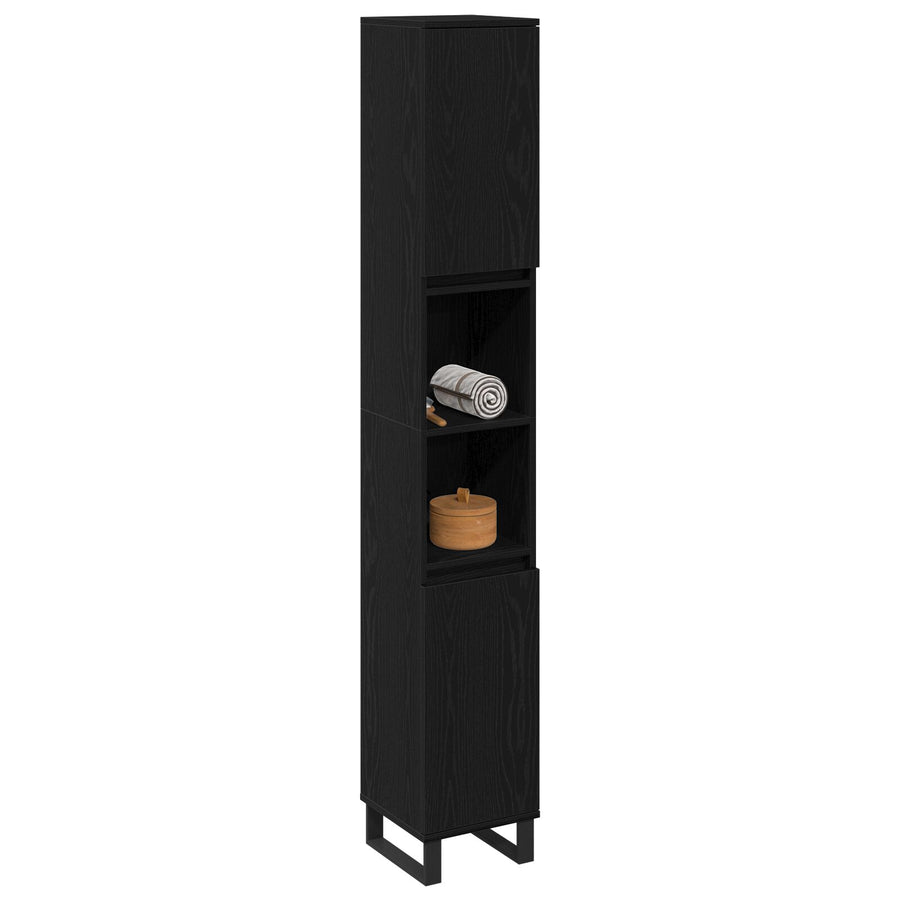 Badkamerkast 30X30X190 Cm Engineered Wood Zwart eiken