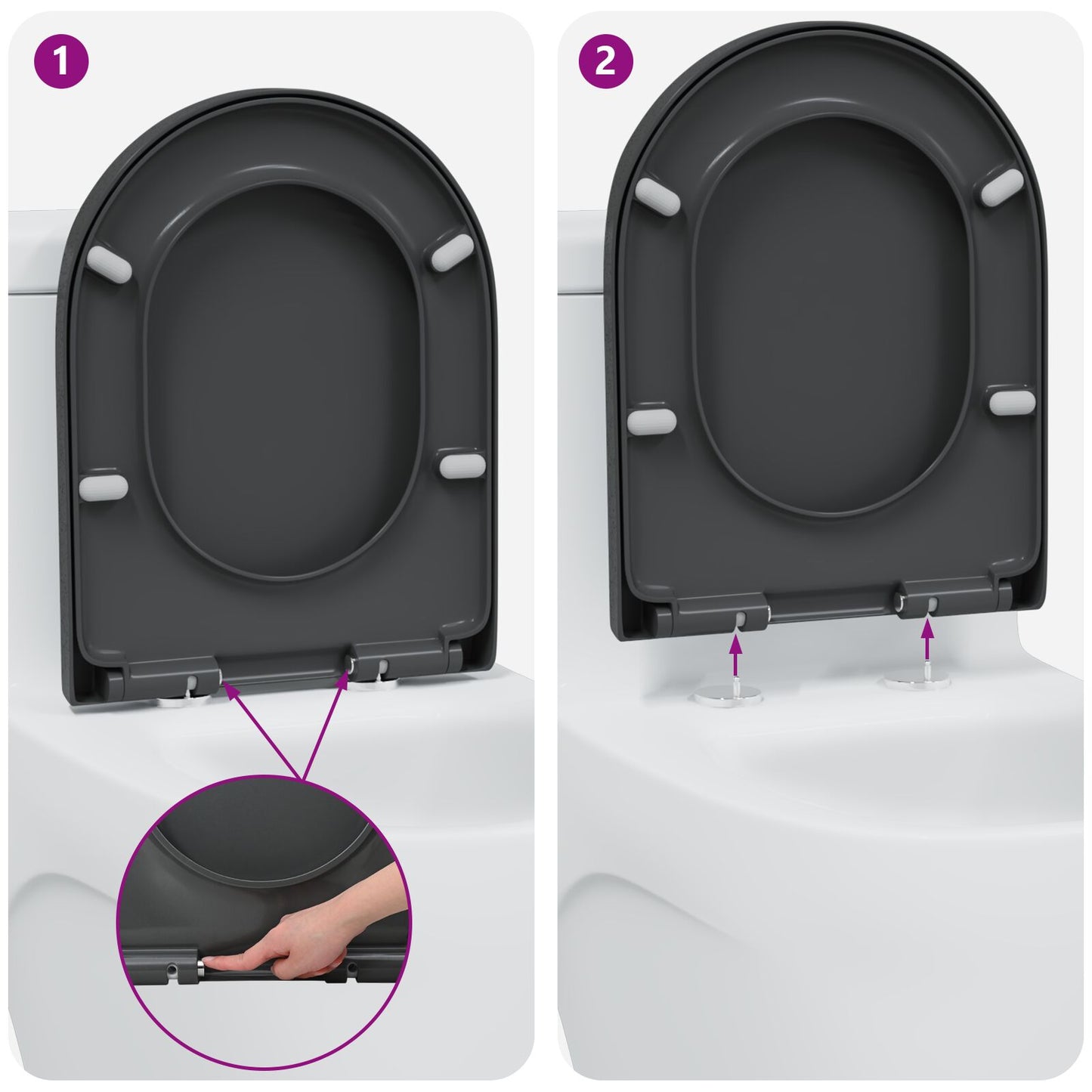 Snelsluit Toiletzitting Met Soft Close Duroplast Anthraciet