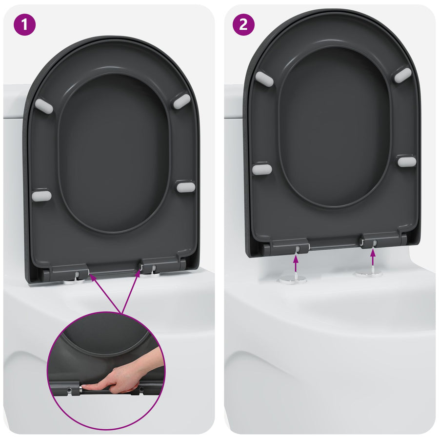 Snelsluit Toiletzitting Met Soft Close Duroplast Anthraciet