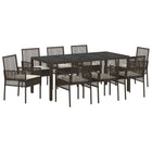 Tuin eettafelset 9-delig poly rattan bruin