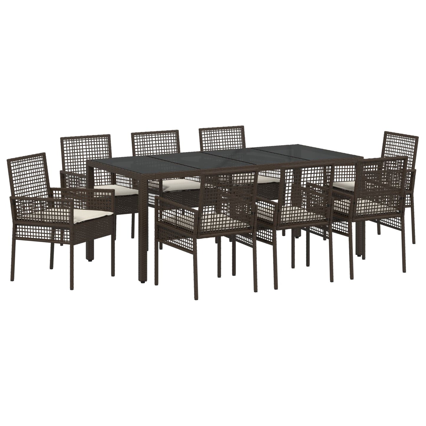 9-delige tuin eetset Bruin Poly Rattan