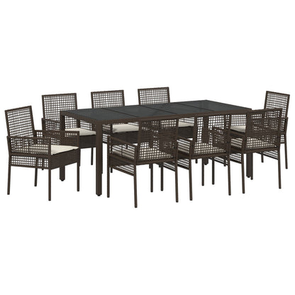 9-delige tuin eetset Bruin Poly Rattan