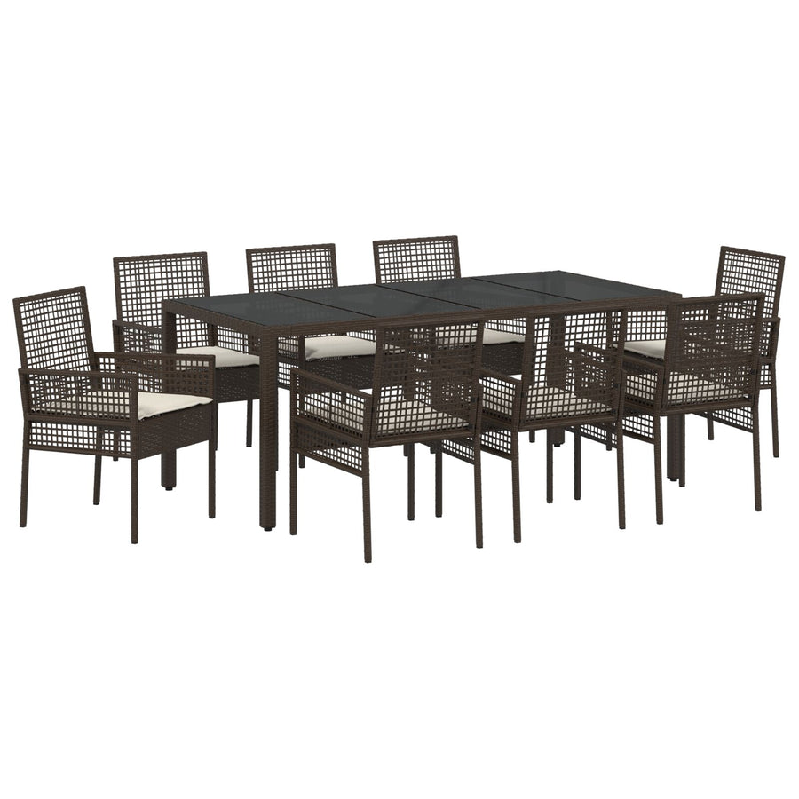 9-delige tuin eetset Bruin Poly Rattan