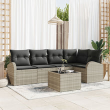 6-Delige Tuin Sofa Set Met Kussens Grijs Poly Rattan Licht grijs met tafel