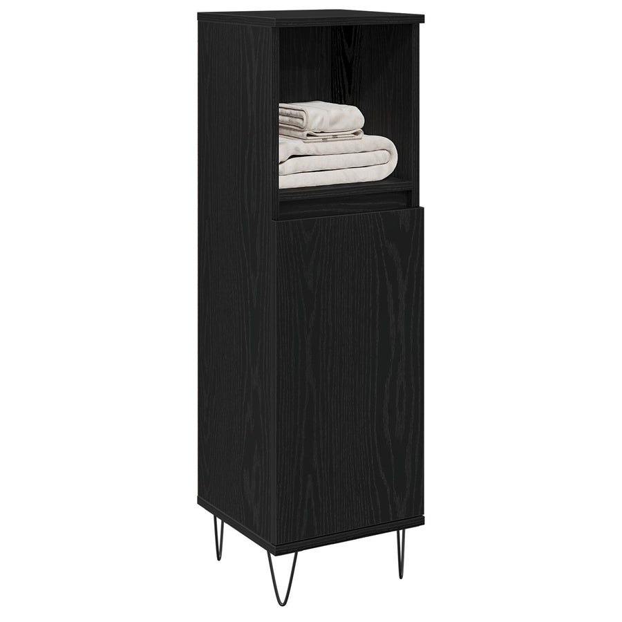 Badkamerkast 30X30X100 Cm Bewerkt Hout Zwart eiken