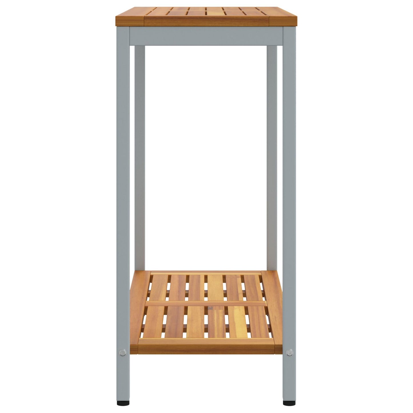 Buitentafel E & Grijze 35X80X75 Cm Massief Hout En Staal Natuurlijk en grijs 80 x 35 x 75 cm