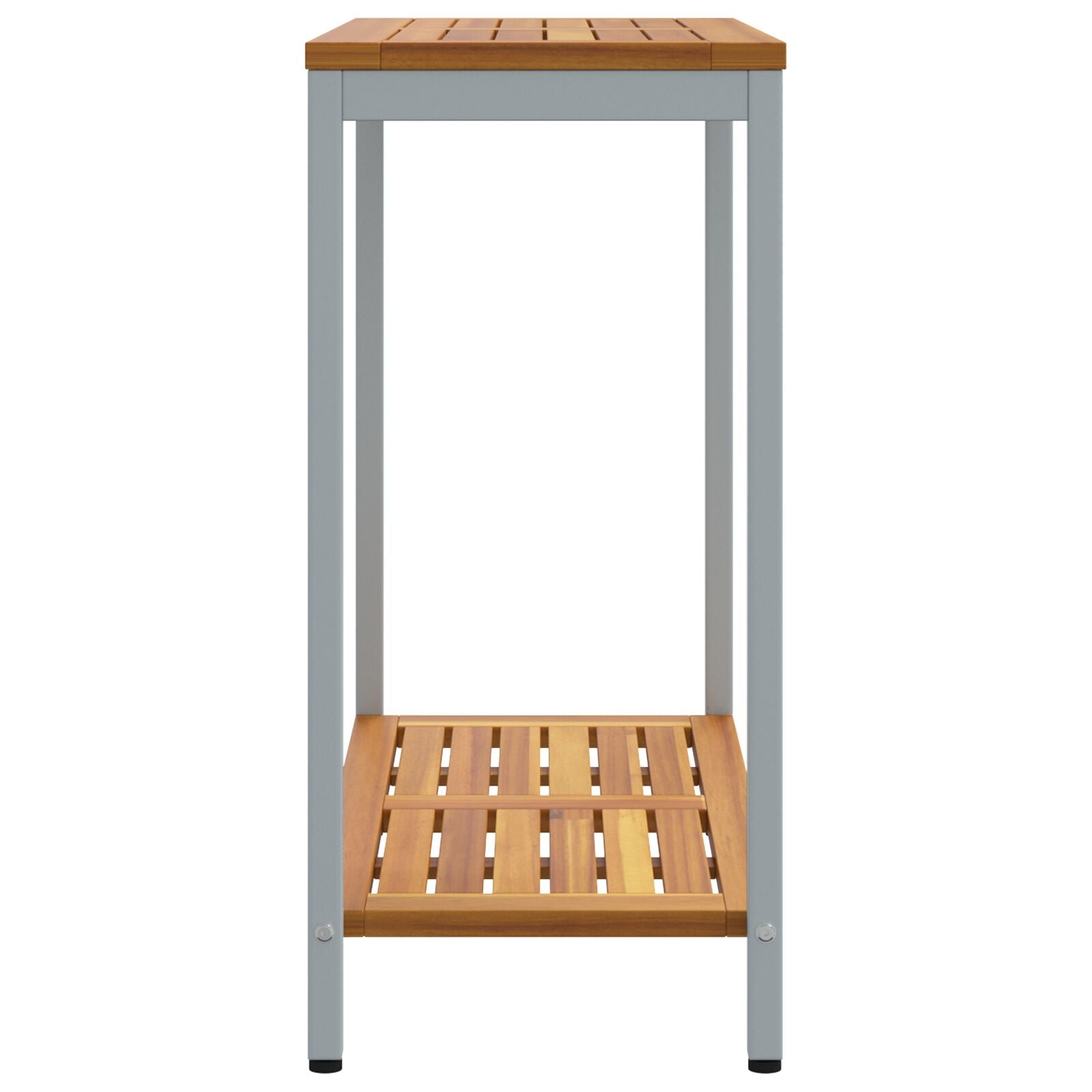 Buitentafel E & Grijze 35X80X75 Cm Massief Hout En Staal Natuurlijk en grijs 80 x 35 x 75 cm