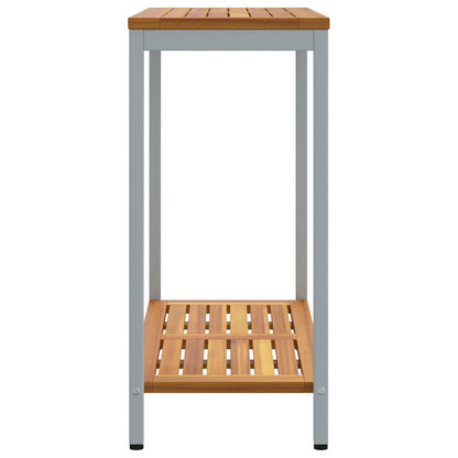 Buitentafel E & Grijze 35X80X75 Cm Massief Hout En Staal Natuurlijk en grijs 80 x 35 x 75 cm