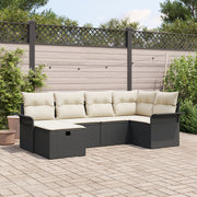 Tuinset poly rattan 6 personen zwart