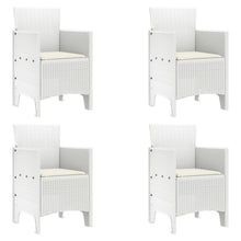 Tuinstoel Set Van 4 Poly Rattan Standaard Stapelbaar Crème wit Wit