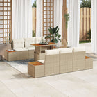 Tuin Eetset 7-delig beige rotan
