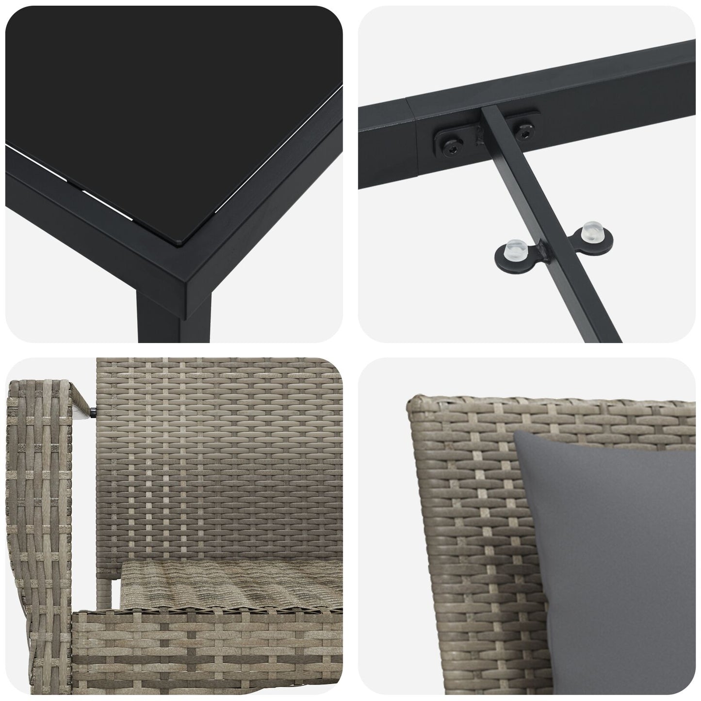 5-Delig Tuindining Set Met Kussens Grijs Poly Rattan