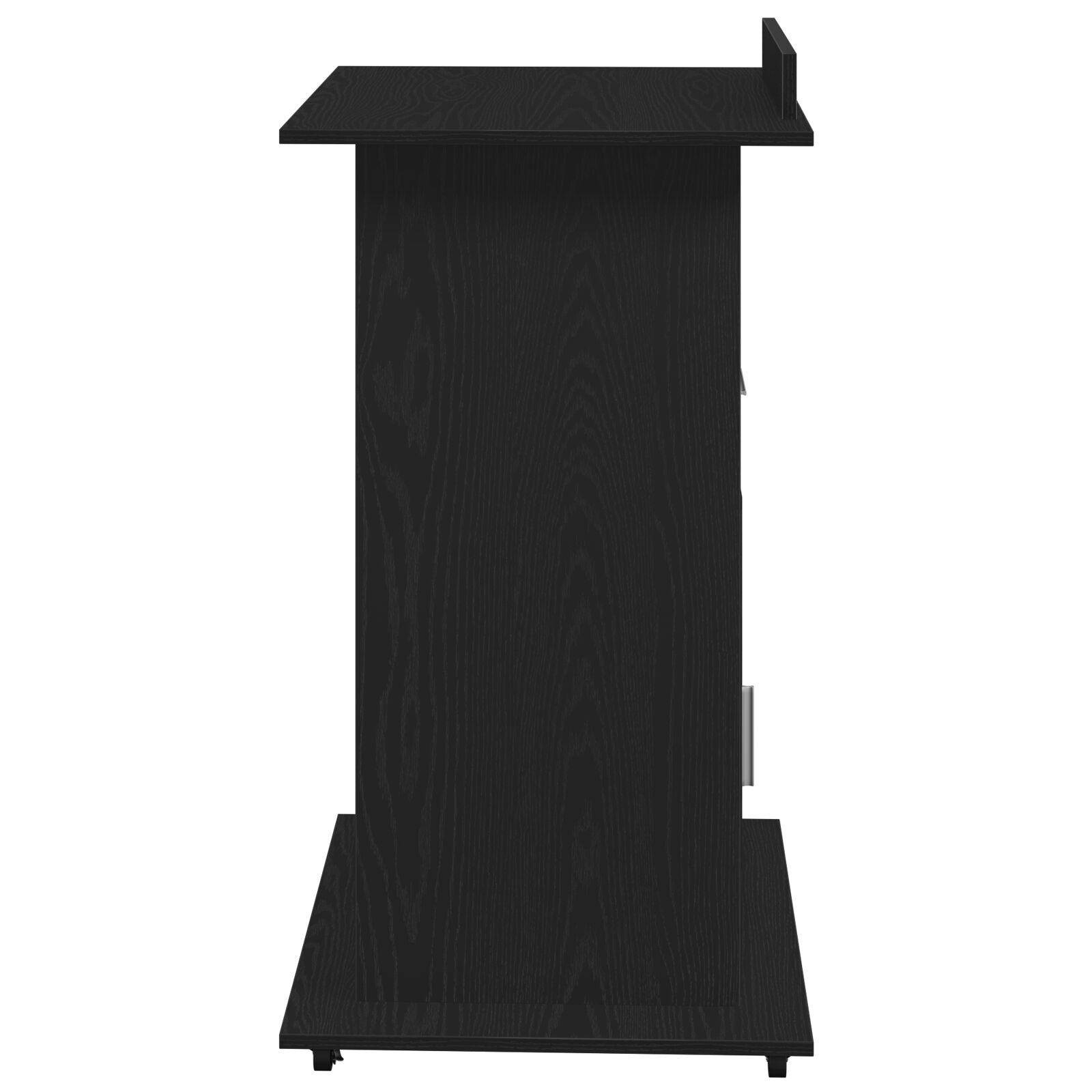 Lectern Podium Met Wielen Zwart Eiken Hout