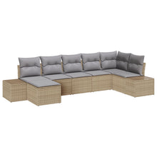 7 Delige Tuin Sofa Set Met Kussens Beige Poly Rattan