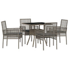 Tuin eettafelset poly rattan 5-delig grijs