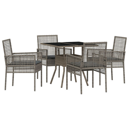 5-delige tuin eetset Grijs Poly Rattan