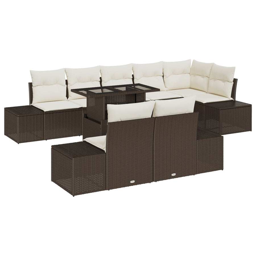 Tuinbank Set Set Van 9 Bruin Rattan Vierpersoons Buitenbank