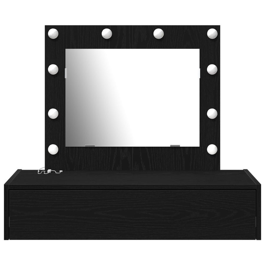 Wandmontage Kaptafel -Verlichting In 83 x 40 x 70 cm Zwart eiken met LED