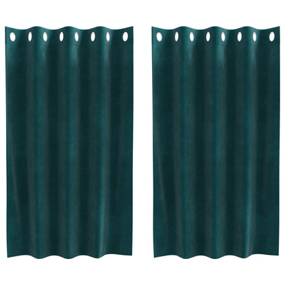 Zwarte Verduisteringsgordijnen Met Ogen 2 Stuks E Velvet Donkergroen 140 x 140 cm met oogjes