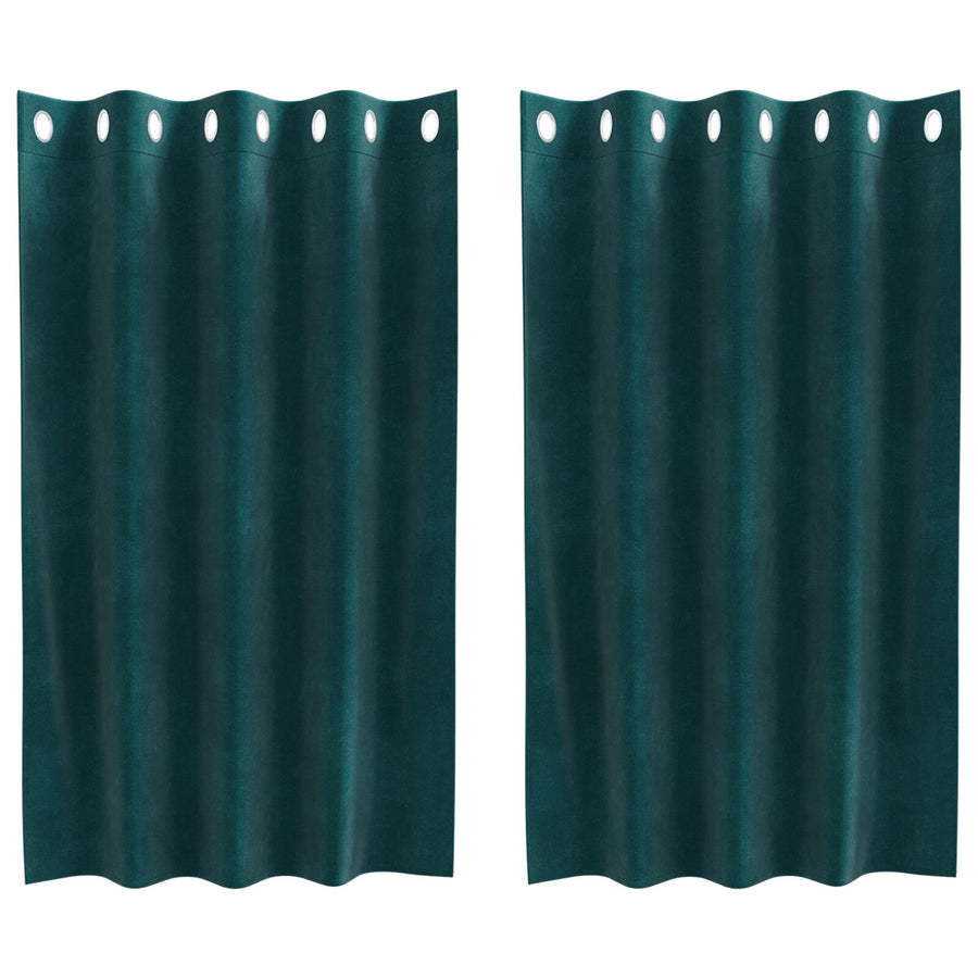 Zwarte Verduisteringsgordijnen Met Ogen 2 Stuks E Velvet Donkergroen 140 x 140 cm met oogjes