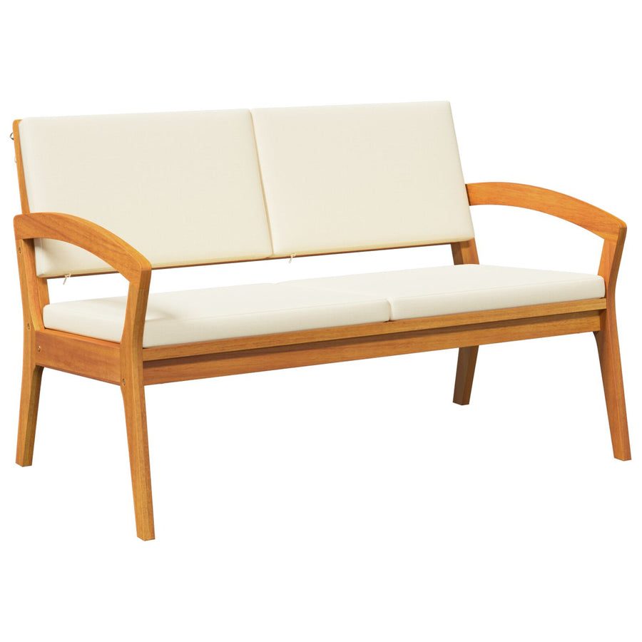 Tuin Met Kussens 115X70X72 Cm Massief Acaciahout Crème wit Bank