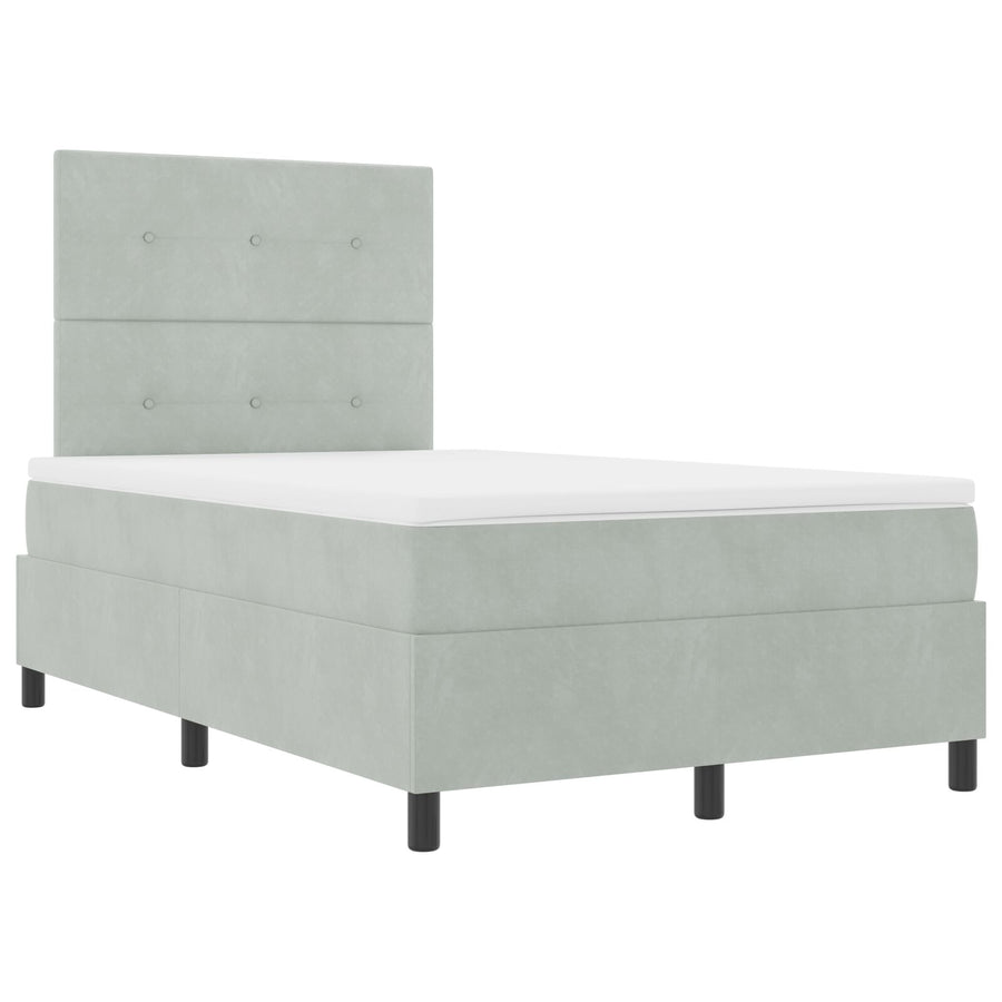 Boxspringbed Met Matras & Led Lichtgrijs 120X190 Cm Fluweel Blauw