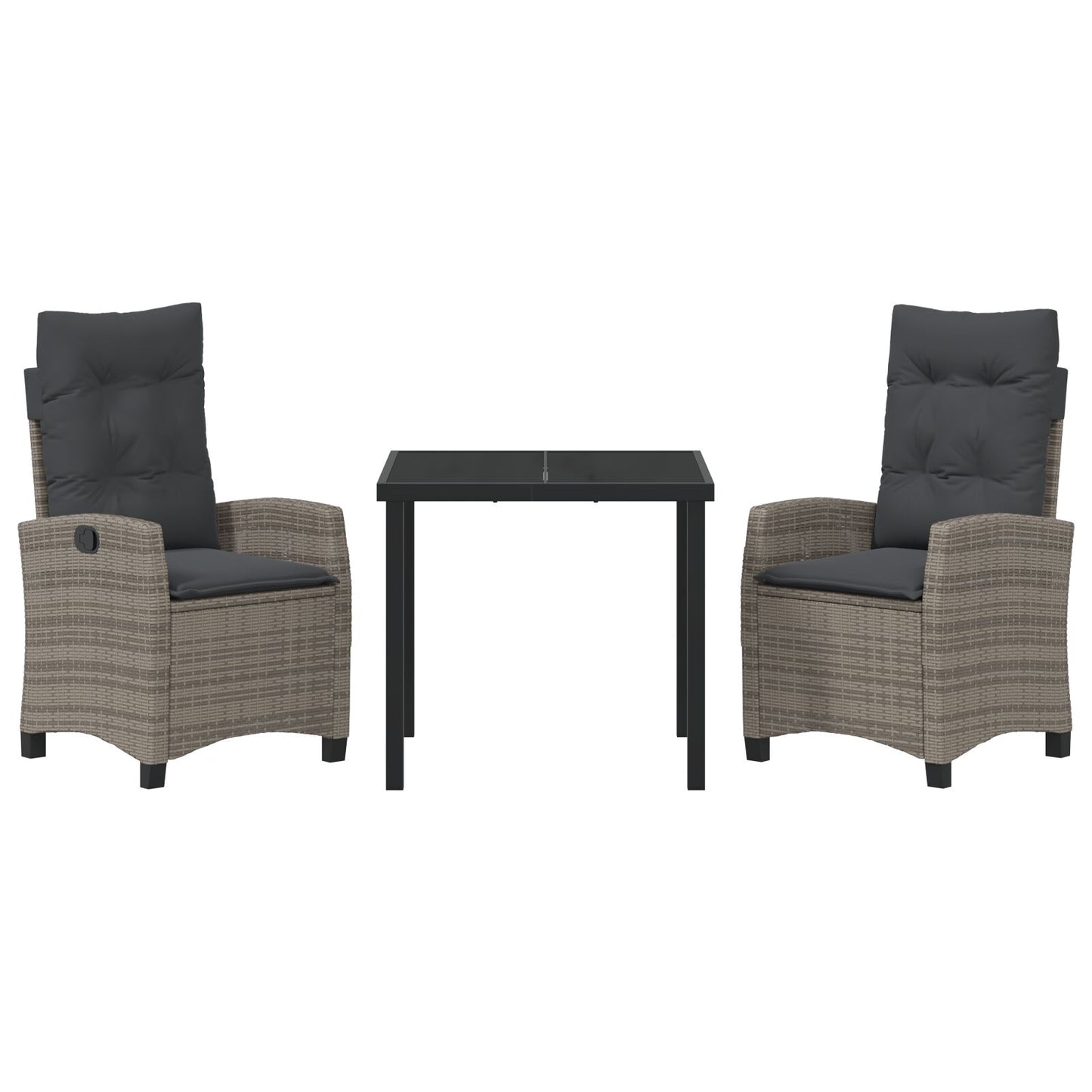 3-Delige Tuin Eettafel Set Met Kussens Grijs Poly Rattan