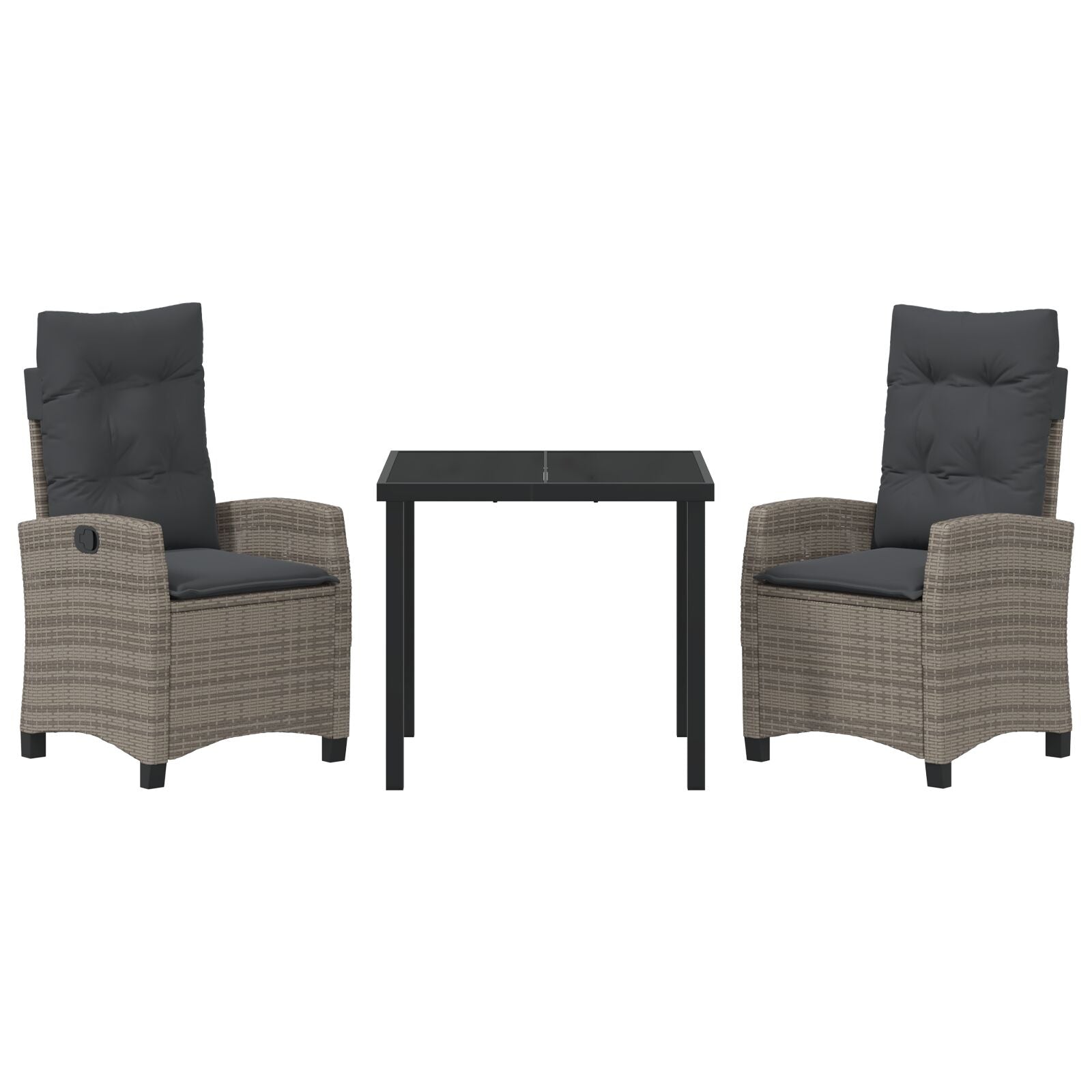 3-Delige Tuin Eettafel Set Met Kussens Grijs Poly Rattan