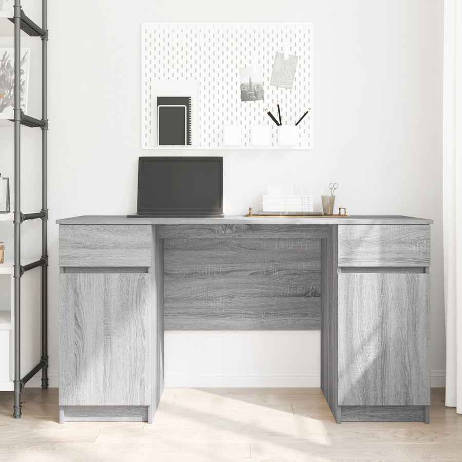 Bureau Grijs Sonoma 140X49X76 Cm Bewerkt Hout