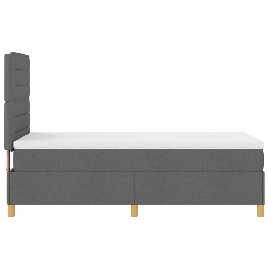 Boxspringbed Met Matras Donkergrijs 100X200 Cm Stof Blauw