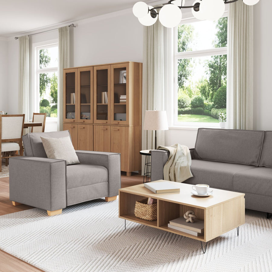 3-Delige Bankset Met Kussens Stof Taupe