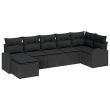 Tuinbank Set Set Van 7 Zwart Poly Rattan Buitensofa Rechthoekig