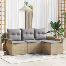 4-Delige Tuin Sofa Set Met Kussens Beige Poly Rattan