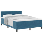 Box spring bed with mattress Dark Blue 160 x 200 cm Velvet