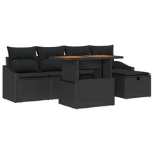 6-Delige Tuin Sofa Set Met Kussens Zwart Poly Rattan Wit