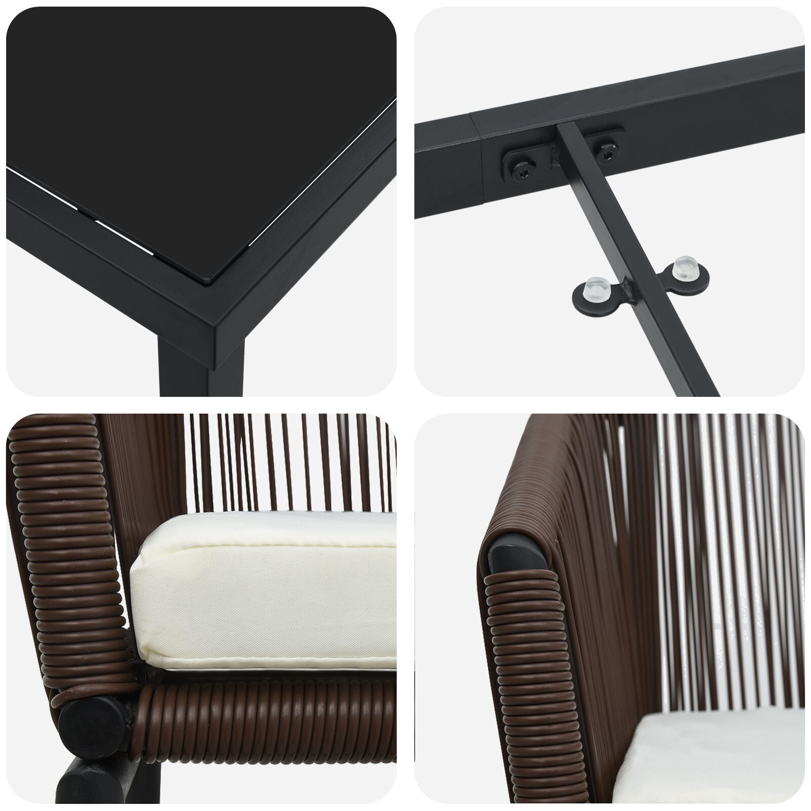 5-Delige Tuin Eetset Bruin Poly Rieten