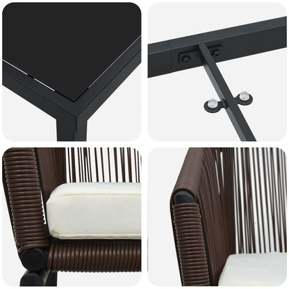 5-Delige Tuin Eetset Bruin Poly Rieten