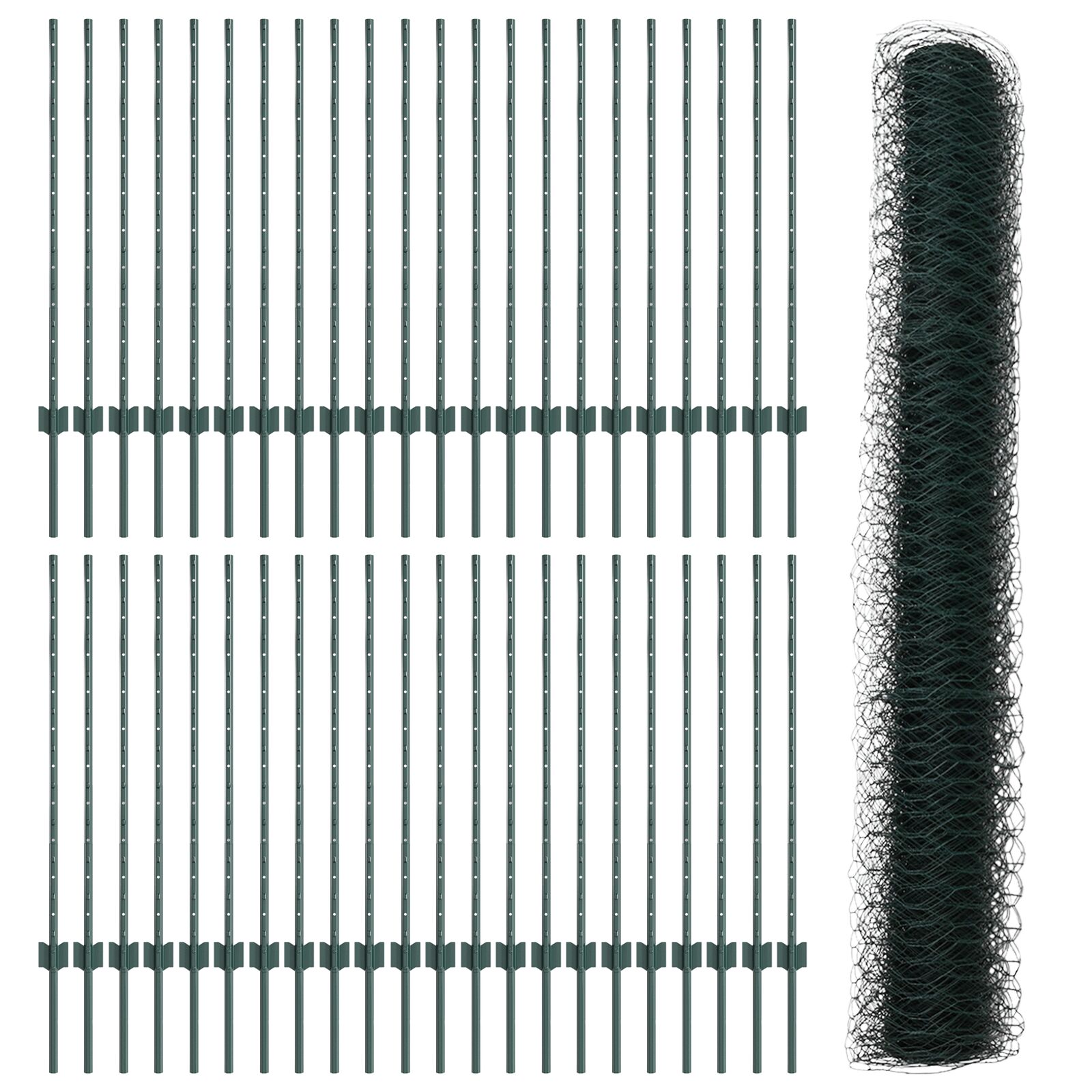 Omheining Posts 11 Stuks U-Channel Groen 100 Cm Staal,  Hexagon Omheining Groen 1X100 M Staal