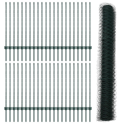 Omheining Posts 11 Stuks U-Channel Groen 100 Cm Staal,  Hexagon Omheining Groen 1X100 M Staal