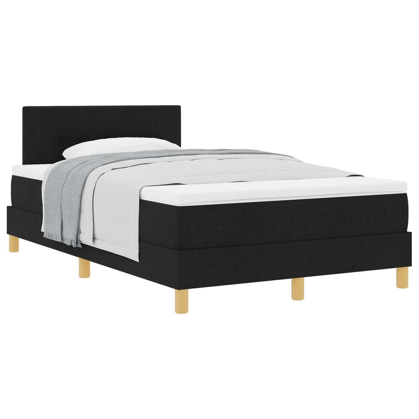 Boxspringbed Met Matras Stof Zwart 120 x 200 cm Knopen tufted