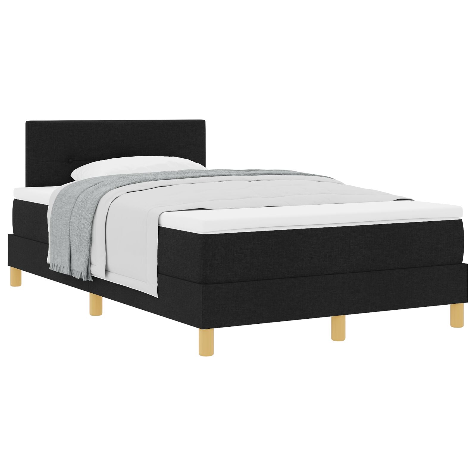 Boxspringbed Met Matras Stof Zwart 120 x 200 cm Knopen tufted