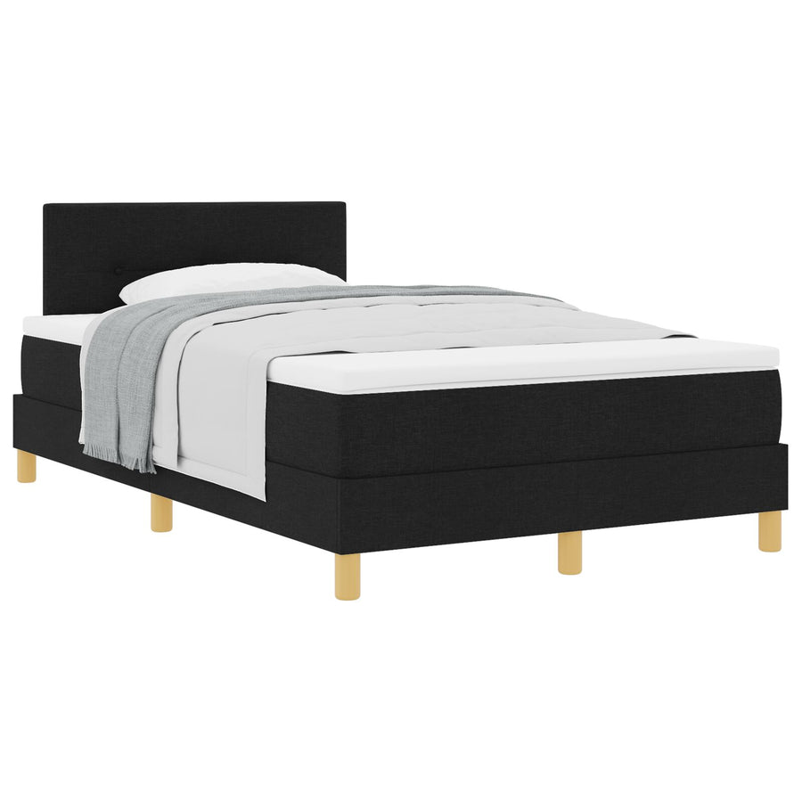 Boxspringbed Met Matras Stof Zwart 120 x 200 cm Knopen tufted