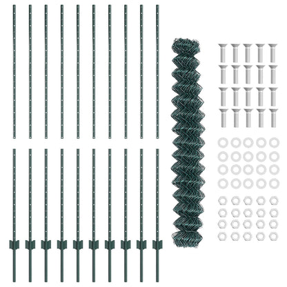 Kettinglinkhek Met 10 U-Palen Groen 1.6X10 M Staal