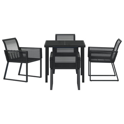 5-Delige Tuin Eet Set Zwart Poly Rattan