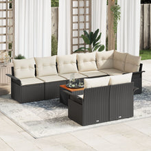 9-Delige Tuinbankset Met Kussens Zwart Poly Rattan Acacia