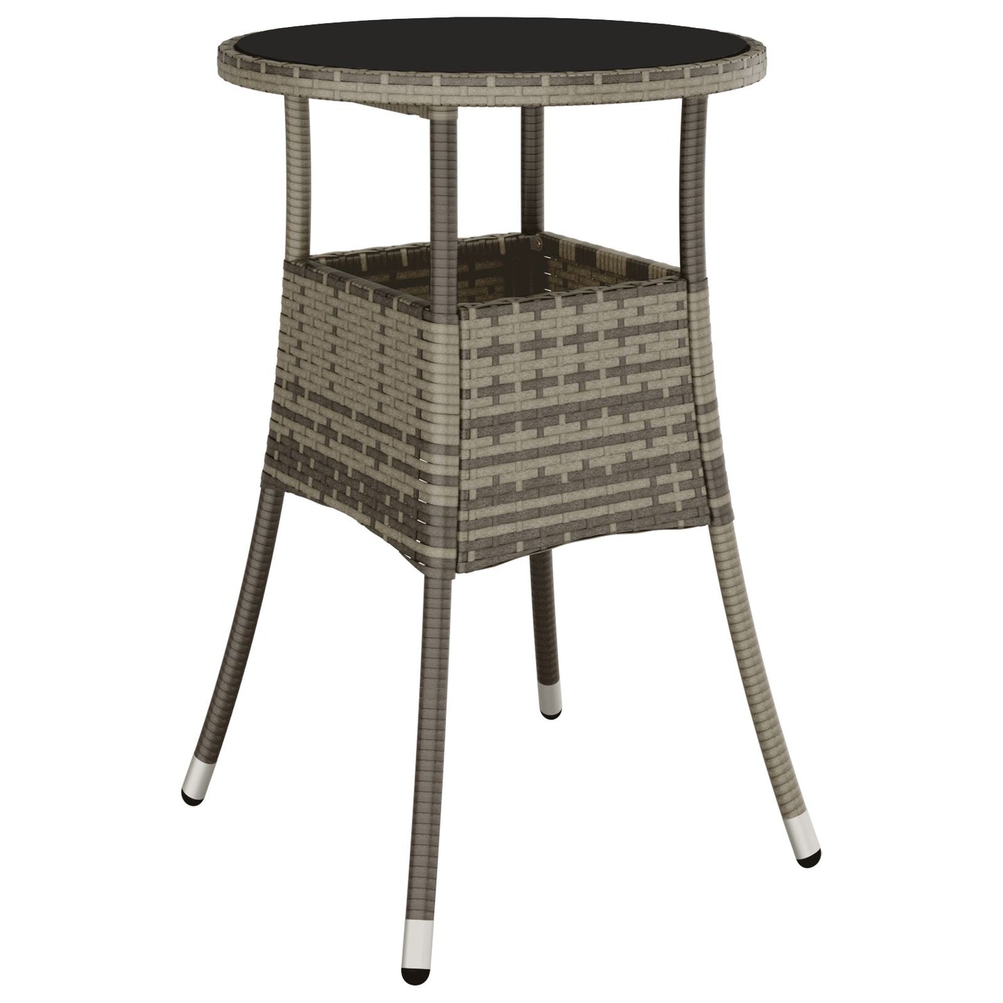 3 Delige Tuin Eetset Grijs Poly Rattan