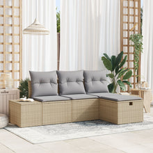 4-Delige Tuin Sofa Set Met Kussens Beige Poly Rattan