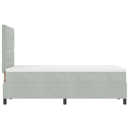 Boxspring Bed Met Matras Lichtgrijs 120X200 Cm Fluweel Blauw